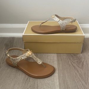 Gold Metallic Logo Michael Kors Sandal